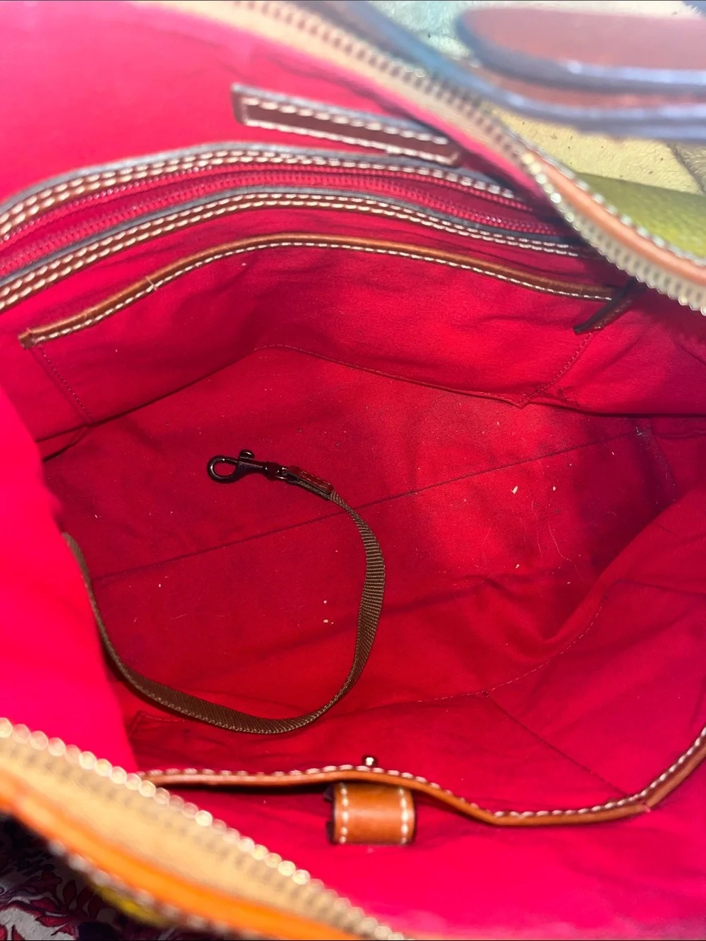 Dooney & Bourke Mustard Pebbled Leather Messenger Bag with Brown Trim